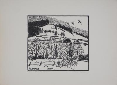 Pierre LEPAGE - Winter in Brittany - Original signed wood engraving 2