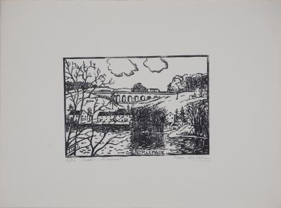 Pierre LEPAGE - Vendée : Viaduc de Saint-Laurent-sur-sèvre - Gravure sur bois originale signée 2