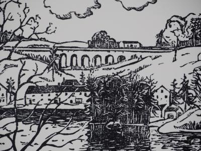 Pierre LEPAGE - Vendée : Viaduc de Saint-Laurent-sur-sèvre - Gravure sur bois originale signée 2
