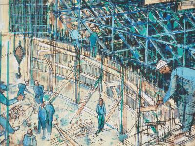 Jean MONNERET - Hommage à Fernand Léger, les constructeurs - Lithographie originale signée 2