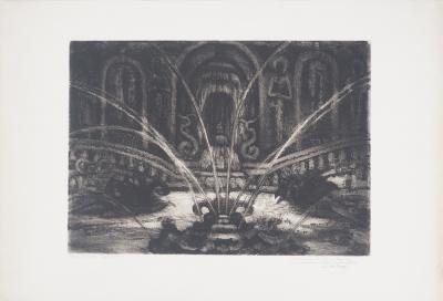 Camille BERG - Fontaine à Versailles - Gravure originale signée 2