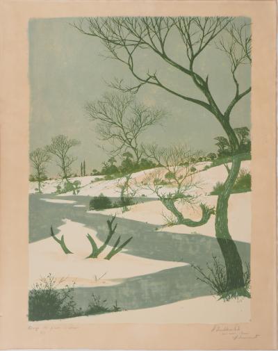 Albert DRACHKOVITCH-THOMAS - Snowy landscape - Original signed lithograph 2