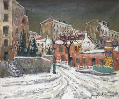 Bruno-Émile LAURENT - Au Lapin Agile - Huile sur toile signée 2