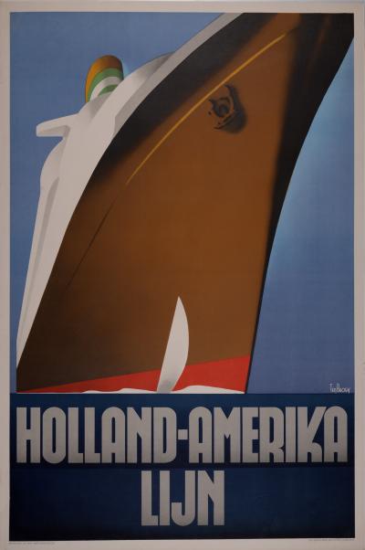 Willem Frederick TEN BROEK - Holland-Amerika Lijn, 1936 - Affiche lithographique originale 2