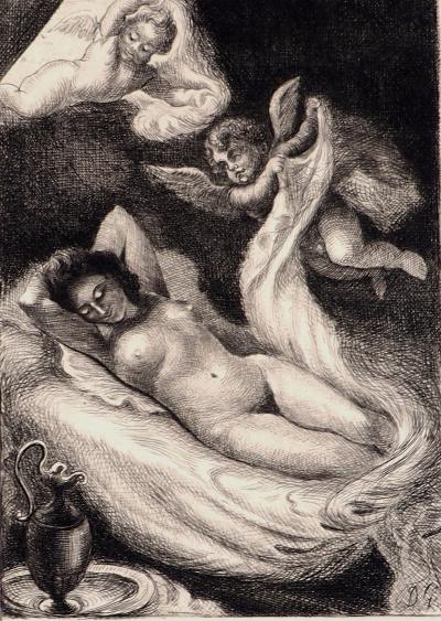 Demetrios GALANIS : Vénus endormie  - Gravure originale signée 2