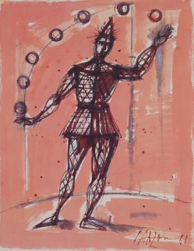 Jean CARZOU - Arlequin jongleur, 1961 - Lithographie signée 2