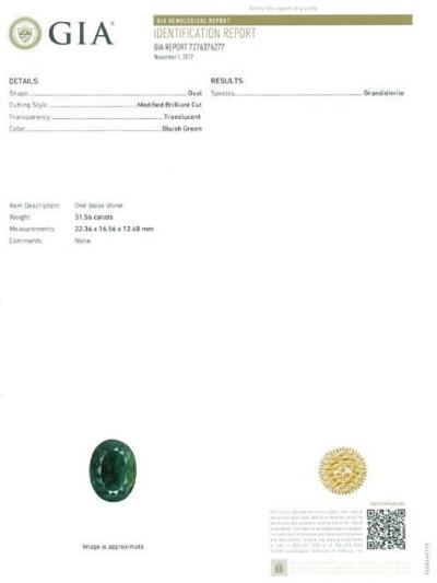 31,56 carats. Rare grandidierite vert bleuté 2