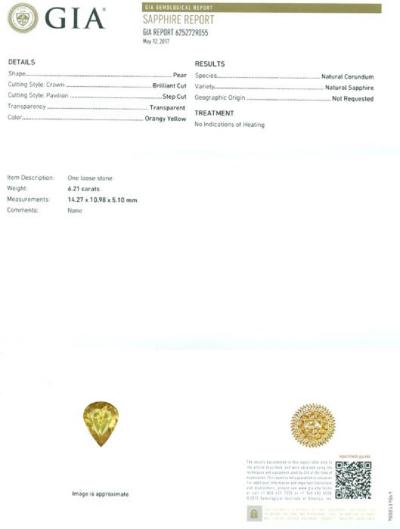 6,21 carats. Saphir jaune 2