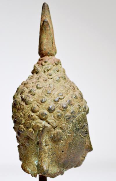 Thailande, époque Sukhothai, tête de Bouddha en bronze, XVe/ XVIe siècle 2