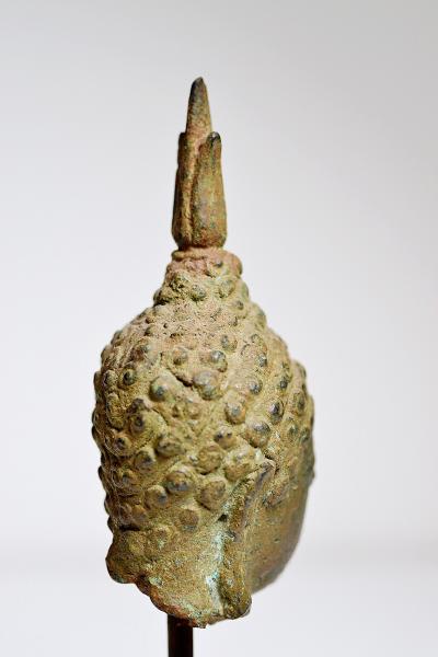 Thailande, époque Sukhothai, tête de Bouddha en bronze, XVe/ XVIe siècle 2