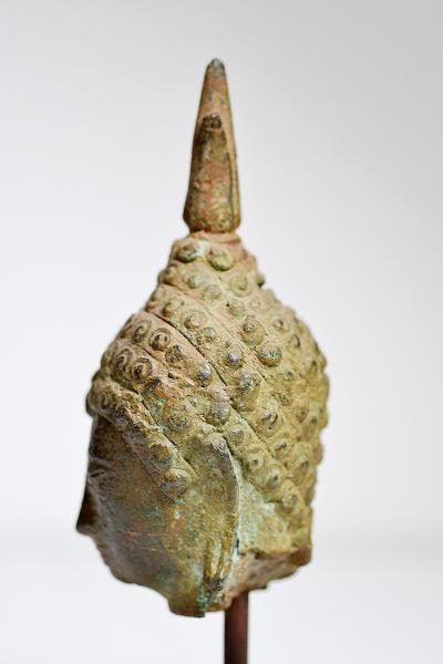 Thailande, époque Sukhothai, tête de Bouddha en bronze, XVe/ XVIe siècle 2