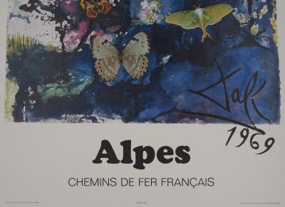 Salvador DALI - Les Alpes, SNCF (Suite Papillon) - Lithographie originale signée 2