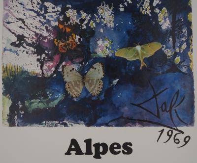 Salvador DALI - Les Alpes, SNCF (Suite Papillon) - Lithographie originale signée 2