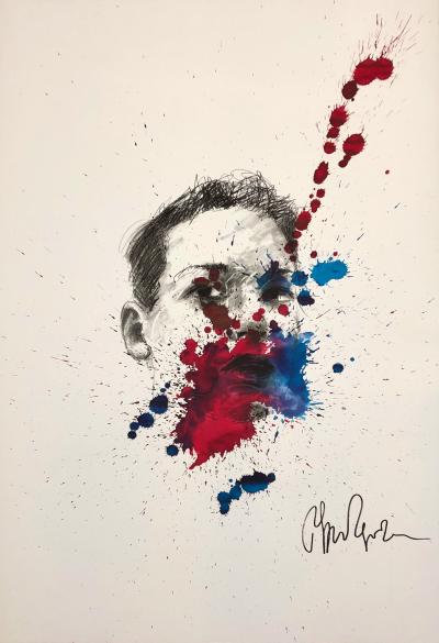 Composition Mixte Originale OPOIL - 60x42cm, Street Art Signé, Hommage à Obey, Banksy, Kaws, Brusk, Ben Frost