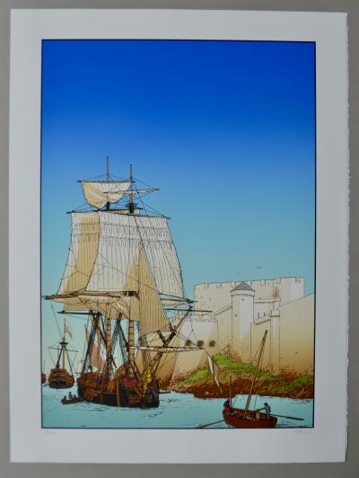 Patrice PELLERIN - Bateau à Saint Malo - Sérigraphie signée 2