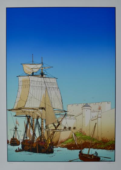 Patrice PELLERIN - Bateau à Saint Malo - Sérigraphie signée 2