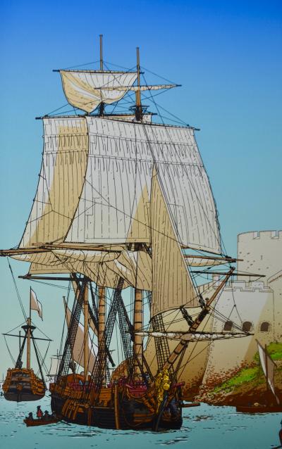 Patrice PELLERIN - Bateau à Saint Malo - Sérigraphie signée 2