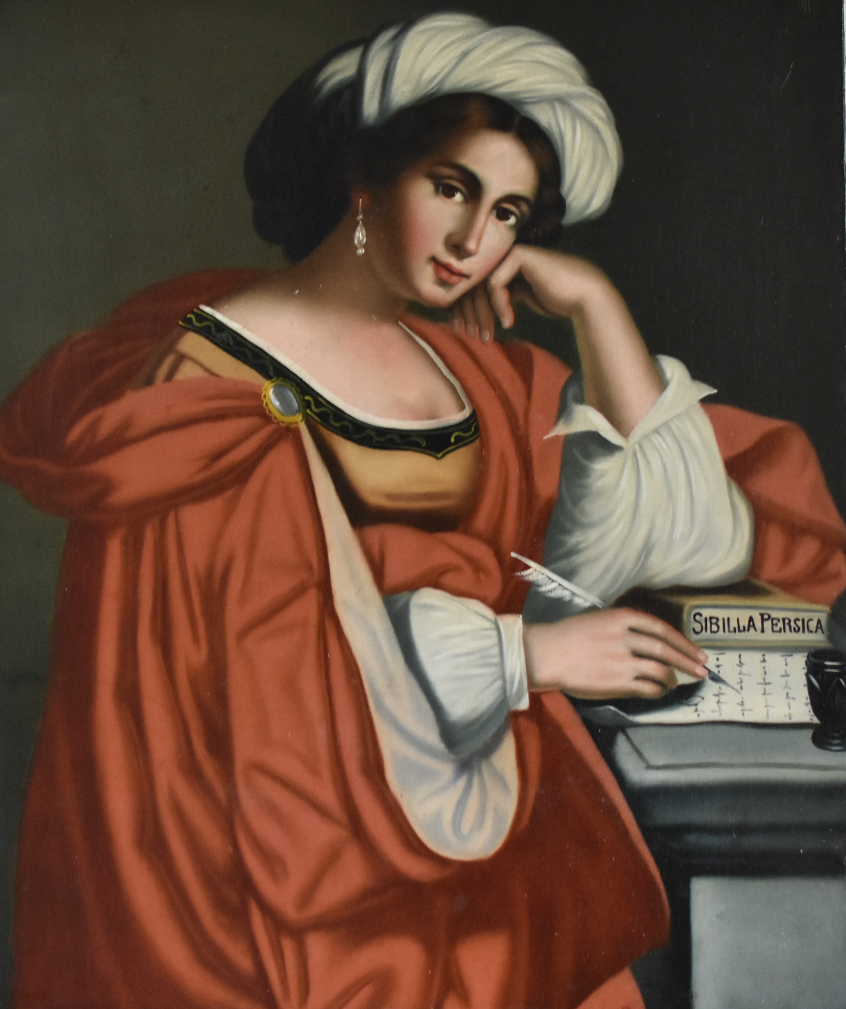 19th Century Italian School Sibilla Persica after Guercino Oil on