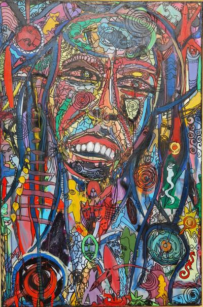 LAVI1331 - Bob Marley, 2017 - Acrylique et technique mixte sur toile 2