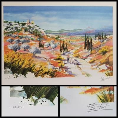 Ella FORT - Paysage Provençal - Lithographie signée au crayon 2