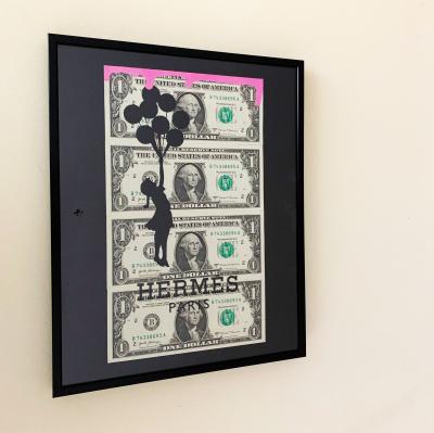 Rose - Hermès Ballons, 2022 - Technique mixte sur billet 2