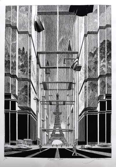 François Schuiten  - Revoir Paris - Estampe pigmentaire signée et numérotée 2