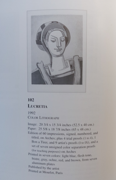 Françoise GILOT - Lucrèce, 1992 -  Lithographie originale en couleurs signée au crayon 2