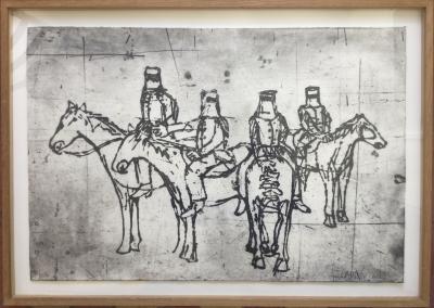 Todd NARBEY - Ted Kelly, les cavaliers, 2003 - Pointe-sèche et carborundum signée 2