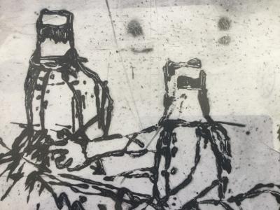Todd NARBEY - Ted Kelly, les cavaliers, 2003 - Pointe-sèche et carborundum signée 2