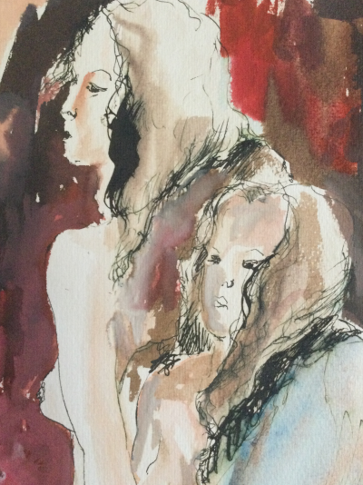 Massimo MARANGIO - Les deux amies , 1987 - Gouache signée 2