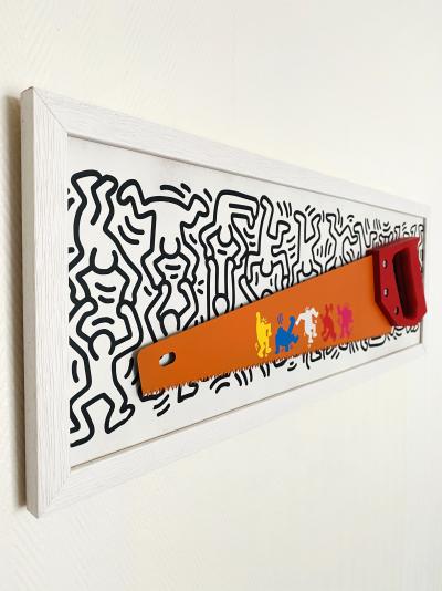 Andrea Van Der Hoeven - Saw Keith Haring - Technique mixte sur acier 2