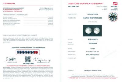 5,35 carats. Paire de Topazes Blanches 2