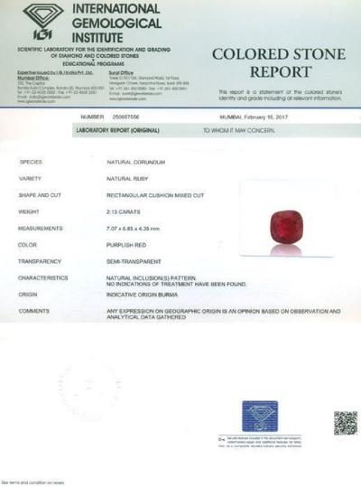 2.13 ct. Untreated Ruby,Burma ( Myanmar ) 2