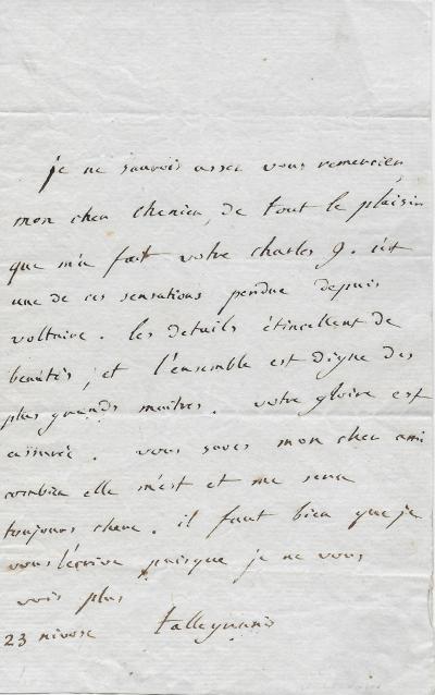 Charles Maurice de TALLEYRAND - Lettre autographe signée 2