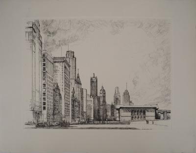 Donald Shaw MacLaughlan - Chicago : Michigan Avenue n°2, c. 1931 - Gravure originale Signée 2