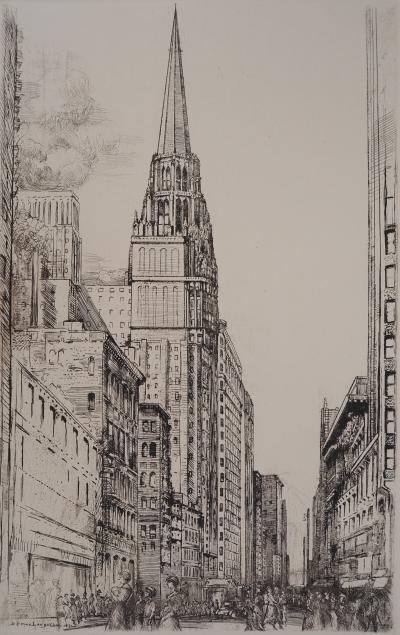 Donald Shaw MacLaughlan - Rue animée à Chicago, c. 1931 - Gravure originale Signée 2