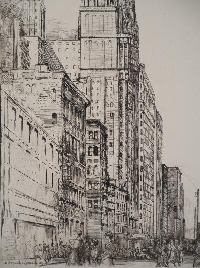 Donald Shaw MacLaughlan - Rue animée à Chicago, c. 1931 - Gravure originale Signée 2