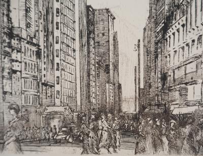 Donald Shaw MacLaughlan - Rue animée à Chicago, c. 1931 - Gravure originale Signée 2