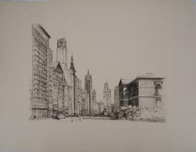 Donald Shaw MacLaughlan - Chicago : Michigan Avenue n°1, c. 1931 - Gravure originale Signée 2