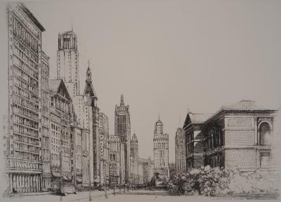 Donald Shaw MacLaughlan - Chicago : Michigan Avenue n°1, c. 1931 - Gravure originale Signée 2
