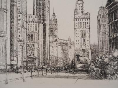 Donald Shaw MacLaughlan - Chicago : Michigan Avenue n°1, c. 1931 - Gravure originale Signée 2