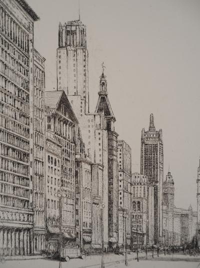 Donald Shaw MacLaughlan - Chicago : Michigan Avenue n°1, c. 1931 - Gravure originale Signée 2