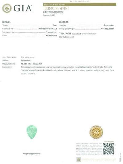 9,88 carats. Tourmaline Paraiba vert bleuté néon 2