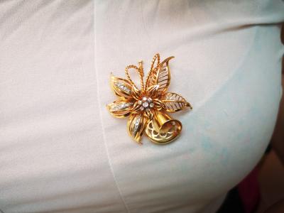 BROCHE   en or  des années 1940 / 1950 diamants 2