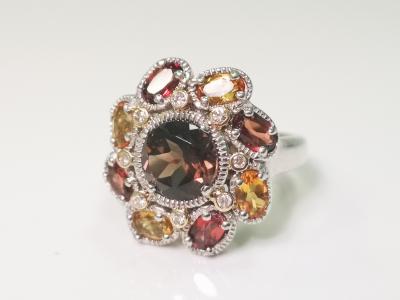 BAGUE  en or et argent  pierres semi precieuses et diamants 2