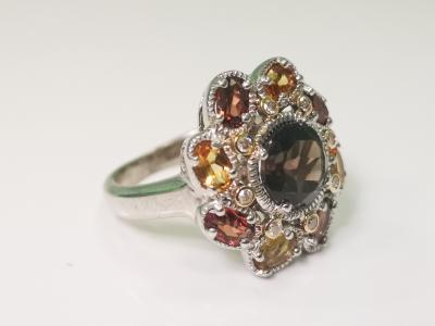 BAGUE  en or et argent  pierres semi precieuses et diamants 2