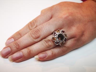BAGUE  en or et argent  pierres semi precieuses et diamants 2