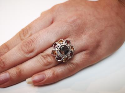 BAGUE  en or et argent  pierres semi precieuses et diamants 2
