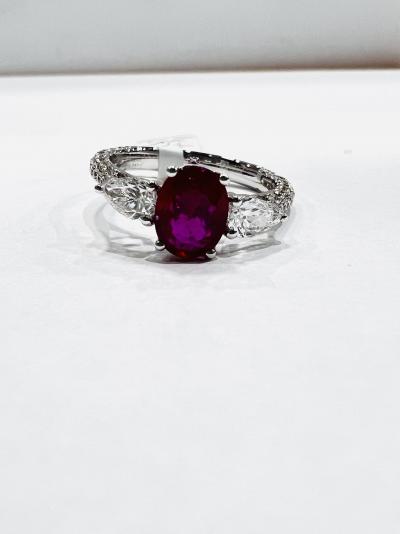Bague rubis 18 ct et diamant, rubis 1,24 ct de bonne qualité, diamant 1,25 ct 2