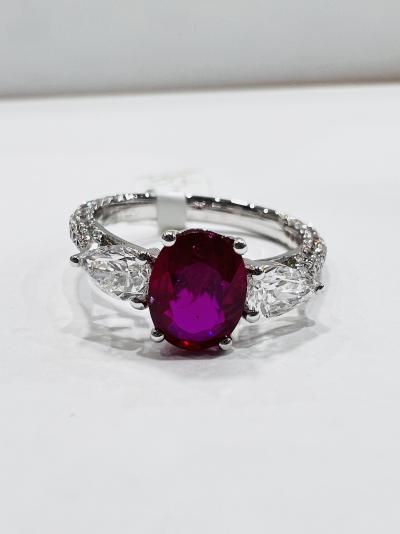 Bague rubis 18 ct et diamant, rubis 1,24 ct de bonne qualité, diamant 1,25 ct 2